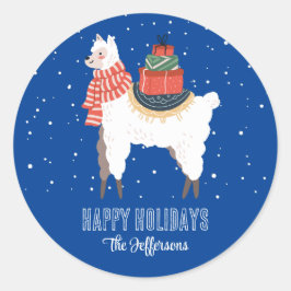 Adesivo Cute Llama Snowy Winter Holidy Animal de Natal