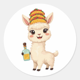 Adesivo Cute Llama Taco Tequila Sticker - Kawaii Food Fun