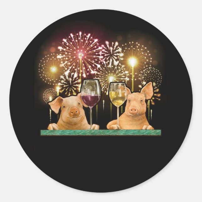 Adesivo Cute Lucky Pig New Years Eve Lucky Charm Firework (Frente)