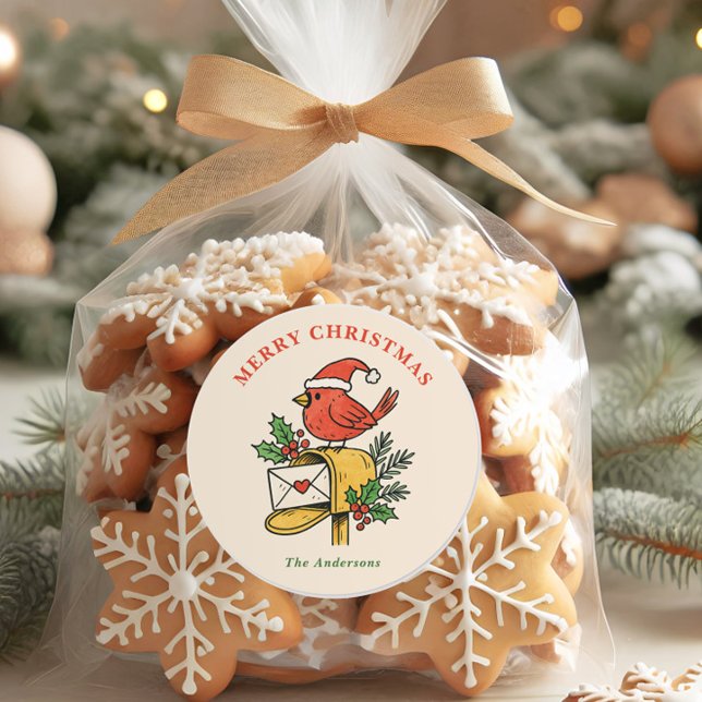 Adesivo Cute Mailbox Cardinal Christmas Holiday Sticker (Criador carregado)