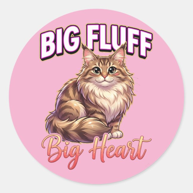 Adesivo Cute Maine Coon Valentine – Big Fluff Big Heart (Frente)