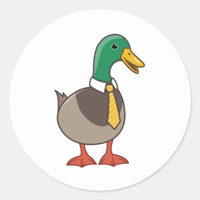 Adesivo Cute Mallard Duck White Collar Necktie (Frente)