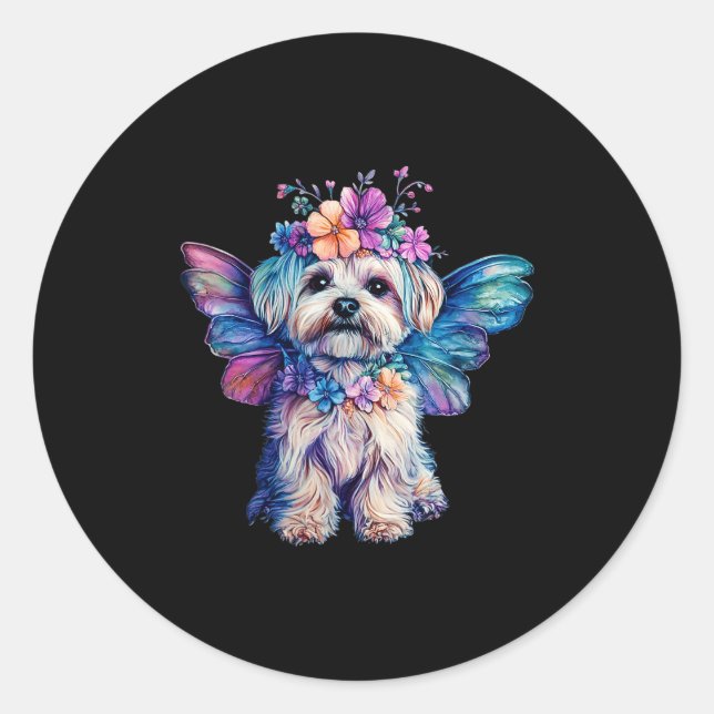 Adesivo Cute Maltese Dog Angel With Wings  (Frente)