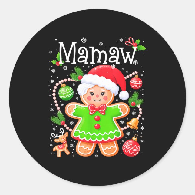 Adesivo Cute Mamaw Gingerbread Family Matching Christmas C (Frente)
