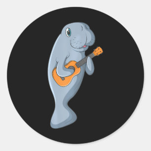 Adesivo Cute Mana Jogando Teal Ukulele Guitar