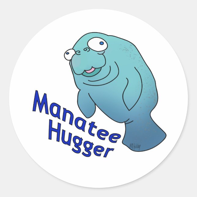 Adesivo Cute Manatee Hugger Cartoon Animal (Frente)