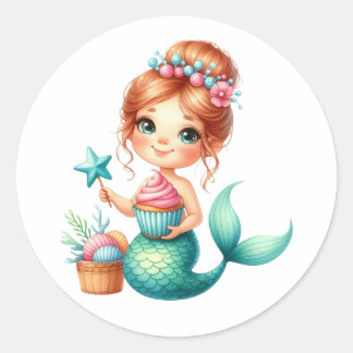 Adesivo Cute Mermaid Birthday Sticker Ocean Party Labels 
