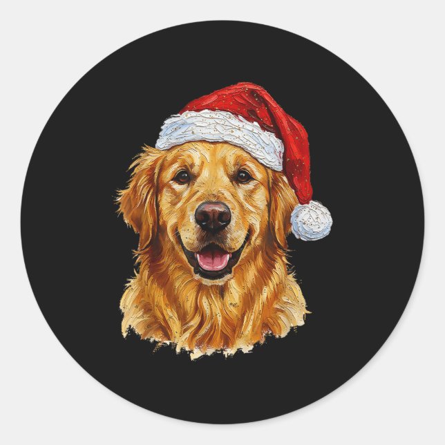 Adesivo Cute Merry Christmas Golden Retriever Dog Christma (Frente)