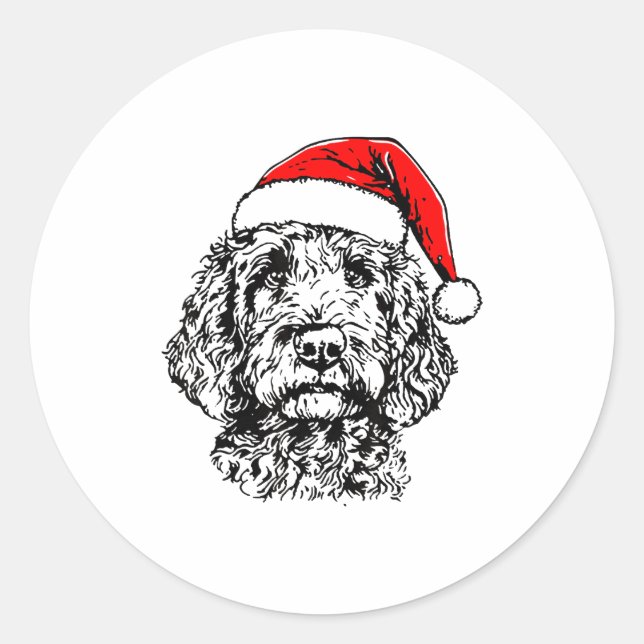 Adesivo Cute Merry Christmas Goldendoodle Santa Christmas  (Frente)