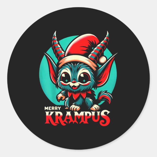 Adesivo Cute Merry Krampus Christmas Holiday 30’s Retro Ca (Frente)