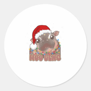 Adesivo Cute Moo Deng Bebê Hippo Papais noeis De Natal Ha