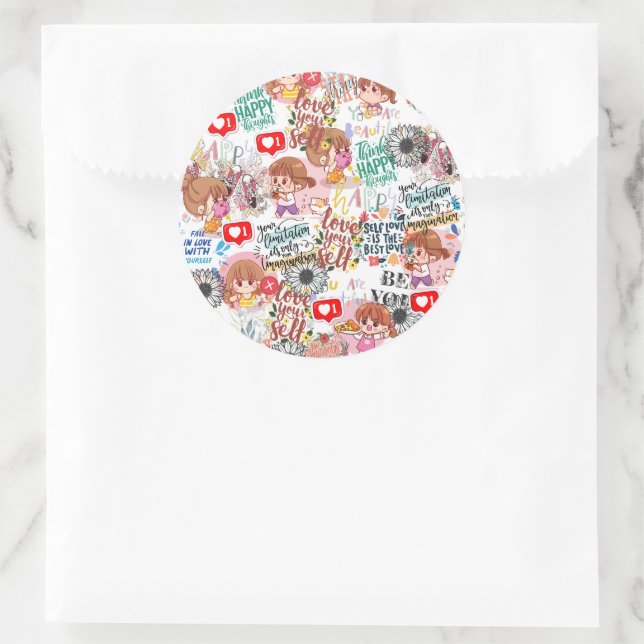 Adesivo Cute Motivational – Positive Quote Kawaii  (Bolsa)