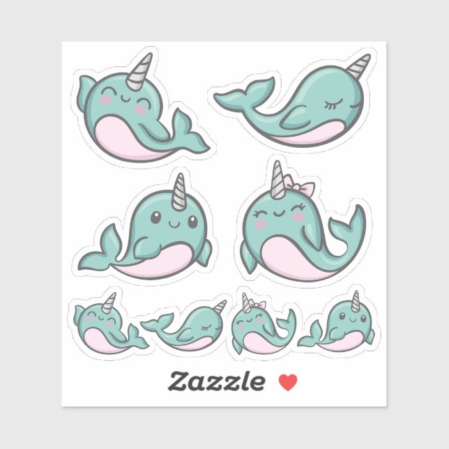 Adesivo Cute Narwhal Vinyl (Folha)