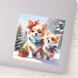 Adesivo Cute Natal Corgis Delícia de Férias