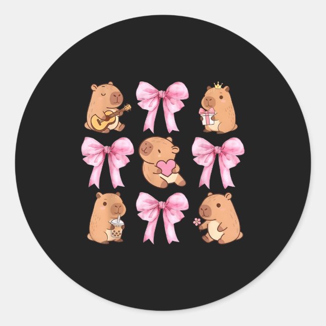 Adesivo Cute Nk Coquette Bow Kawaii Capybara Lover  (Frente)
