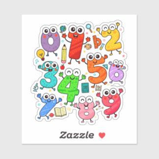 Adesivo Cute Numbers Characters Sticker for Kids