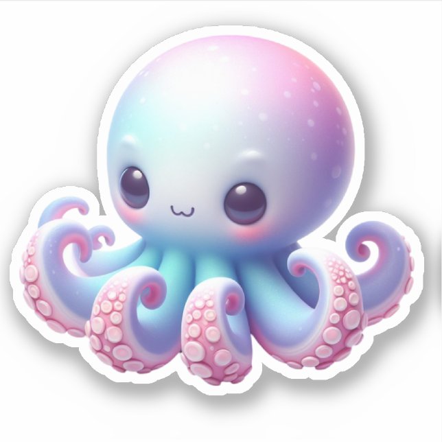 Adesivo Cute Octopus Custom-Cut Vinyl Stickers (Frente)