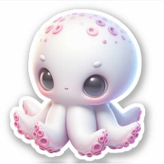 Adesivo Cute Octopus Custom-Cut Vinyl Stickers (Frente)