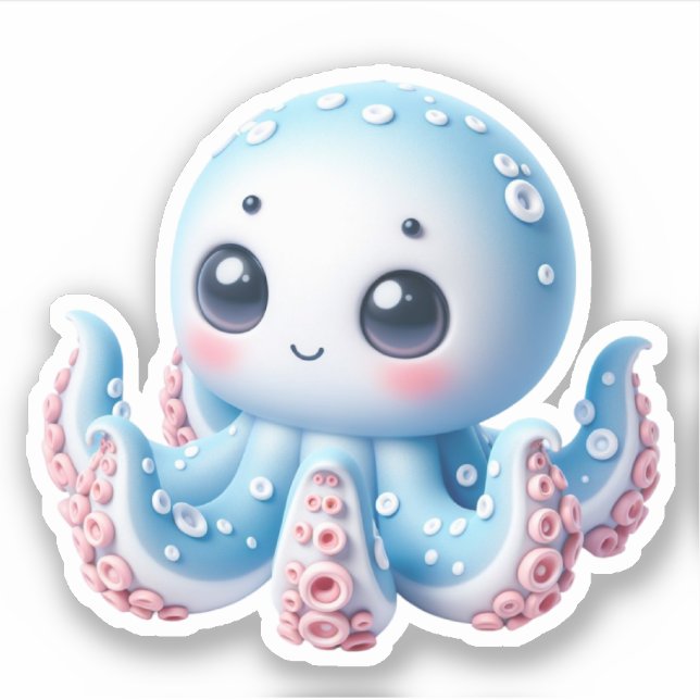 Adesivo Cute Octopus Custom-Cut Vinyl Stickers (Frente)