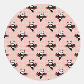 Adesivo Cute Panda Pattern on Pink – Kawaii Seamless