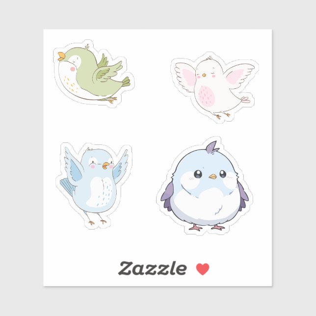 Adesivo Cute Pastel Birds Vinyl Stickers (Folha)