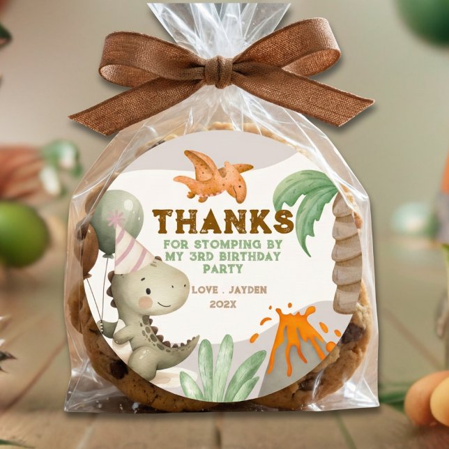 Adesivo Cute Pastel Dinosaur Birthday Thank You (Criador carregado)