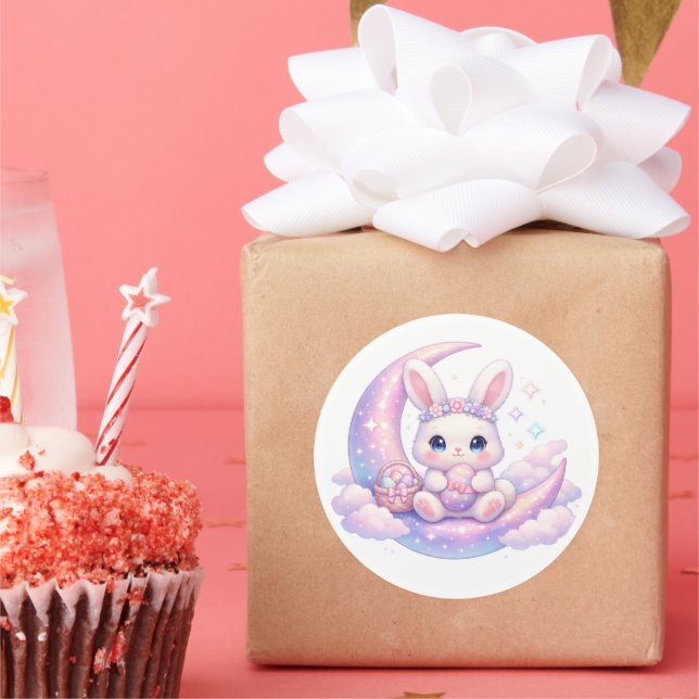 Adesivo Cute Pastel Easter Bunny Sticker – Celestial Moon  (Festa)