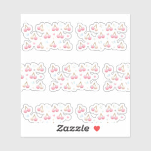 Adesivo Cute Pastel Pink Cherry Pattern Sticker