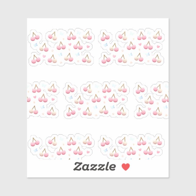 Adesivo Cute Pastel Pink Cherry Pattern Sticker (Folha)