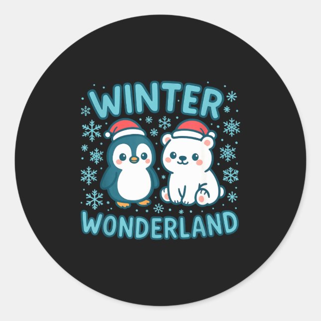 Adesivo Cute Penguin And Lar Bear Winter Wonderland Christ (Frente)