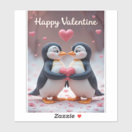 Adesivo Cute Penguin Valentine Adorable Couple Love