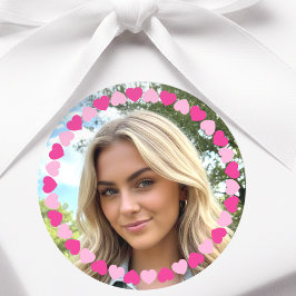 Adesivo Cute Personalized Photo Love Heart Pink