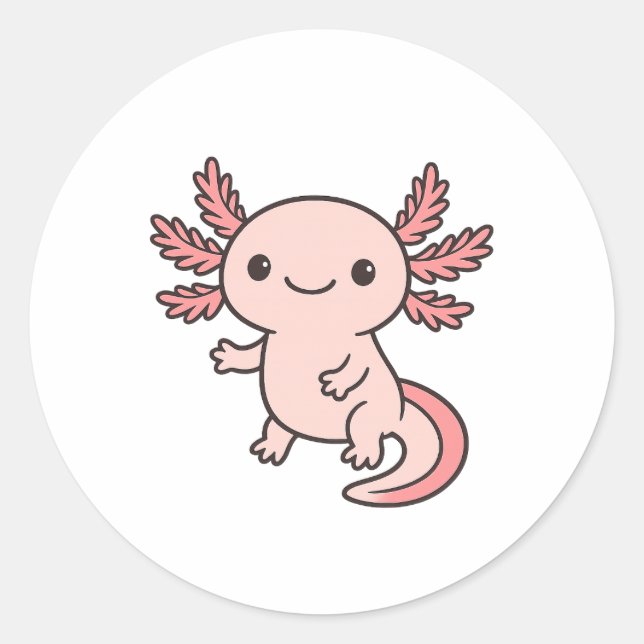 Adesivo Cute Pink Axolotl Cartoon – Adorable Kawaii Salama (Frente)