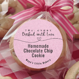 Adesivo Cute Pink Kraft Heart Bakery Product Name