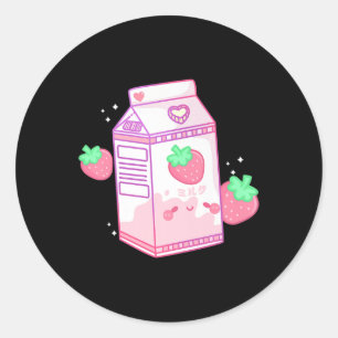 Adesivo Cute Pink Strawberry Milk Japanese Kawaii Retro s