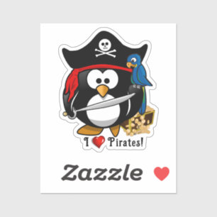 Adesivo Cute Pirate Penguin com papagaio