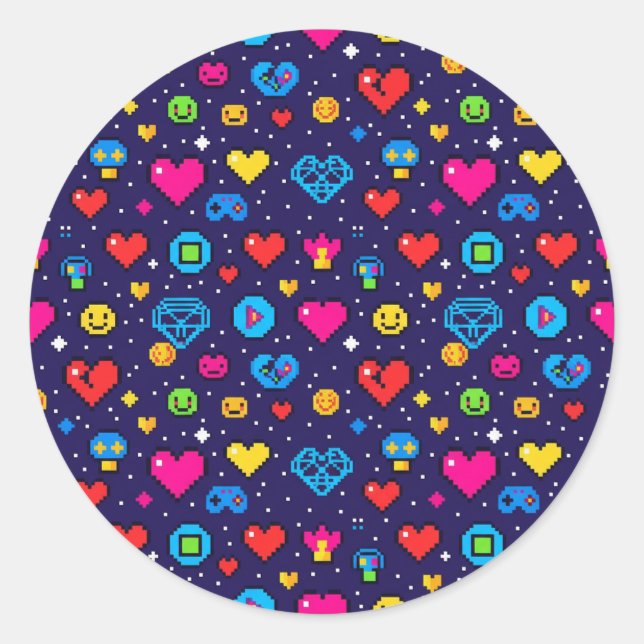 Adesivo Cute Pixel Art Gaming Vinyl Sticker Pack (Frente)