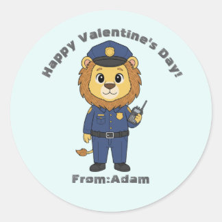 Adesivo Cute police officer lion  Valentine 