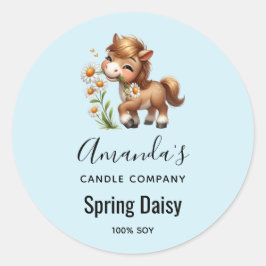 Adesivo Cute Pony Eating Daisies Candle Business