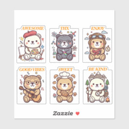 Adesivo Cute Positive Bear-6 Designs-vol2