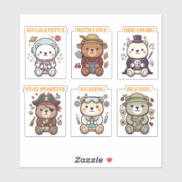 Adesivo Cute Positive Bear-6 Designs-vol3 シール