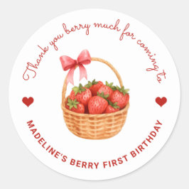 Adesivo Cute Preppy Berry First Birthday Strawberry Favor
