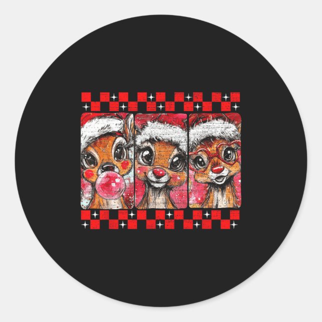 Adesivo Cute Preppy Christmas,reindeer Brushstrokes Funny  (Frente)