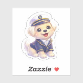 Adesivo Cute Puppy Captain Sticker
