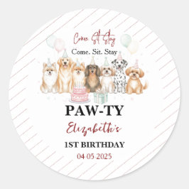 Adesivo Cute Puppy Dog Boy 1st Birthday | Pawty Time First