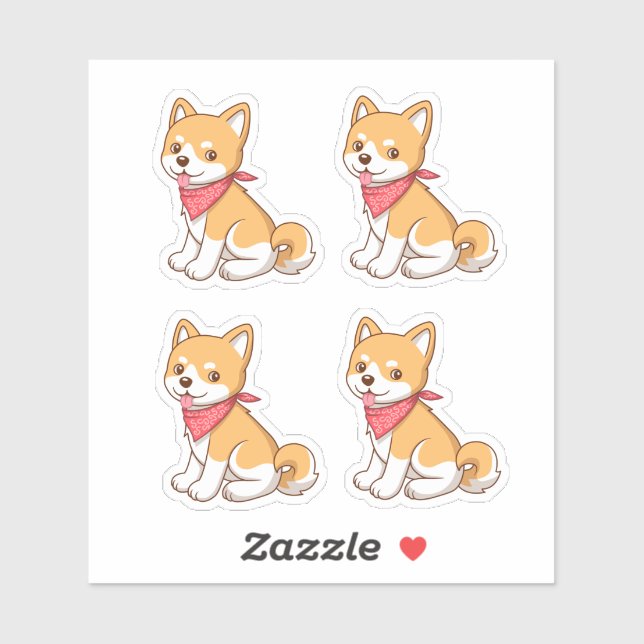 Adesivo Cute Puppy Dog Shiba Inu 4 (Folha)