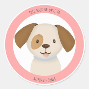 Adesivo Cute Puppy Este Livro Pertence