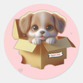 Adesivo Cute Puppy in a Gift Box Sticker | Kawaii Sticker