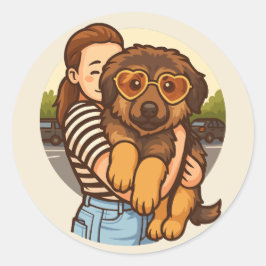 Adesivo Cute Puppy with Heart Sunglasses 