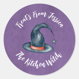 Adesivo Cute Purple Kitchen Witch Halloween Baking Treats